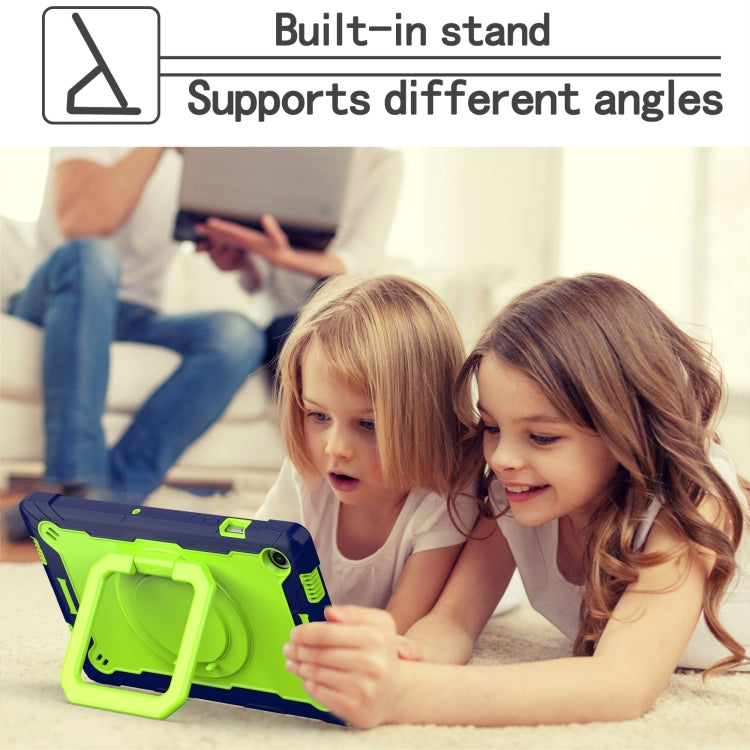 For Samsung Galaxy Tab A8 10.5 2021 Silicone + PC Bracelet Holder Tablet Case(Navy Blue + Yellow Green) - Other Galaxy Tab PC by buy2fix | Online Shopping UK | buy2fix