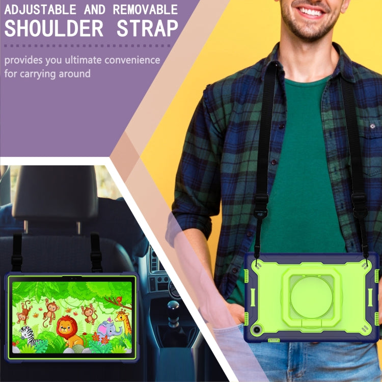 For Samsung Galaxy Tab A8 10.5 2021 Silicone + PC Bracelet Holder Tablet Case(Navy Blue + Yellow Green) - Other Galaxy Tab PC by buy2fix | Online Shopping UK | buy2fix