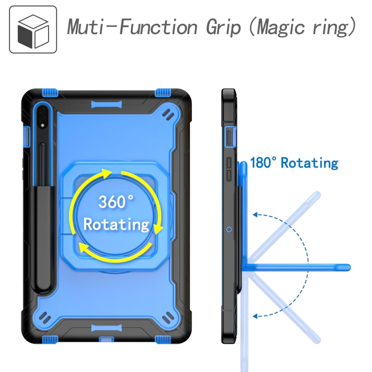 For Samsung Galaxy Tab S7 / S8 Silicone + PC Bracelet Holder Tablet Case(Black + Blue) - Galaxy Tab S8 Cases by buy2fix | Online Shopping UK | buy2fix