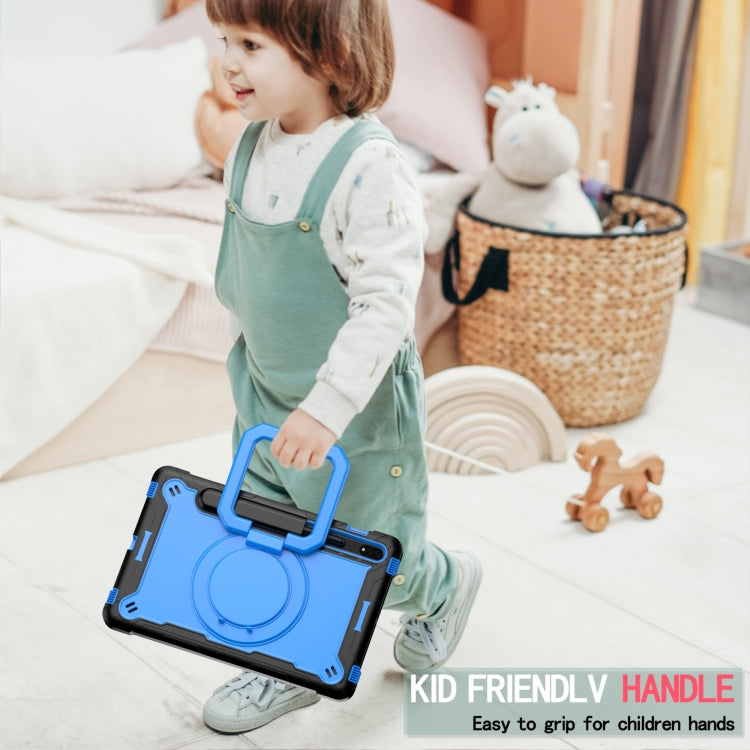 For Samsung Galaxy Tab S7 / S8 Silicone + PC Bracelet Holder Tablet Case(Black + Blue) - Galaxy Tab S8 Cases by buy2fix | Online Shopping UK | buy2fix