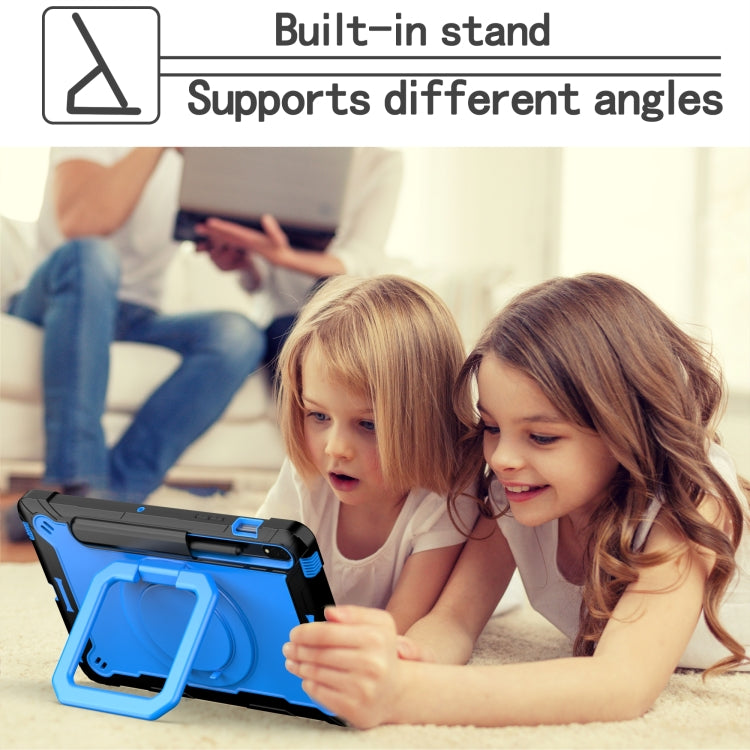For Samsung Galaxy Tab S7 / S8 Silicone + PC Bracelet Holder Tablet Case(Black + Blue) - Galaxy Tab S8 Cases by buy2fix | Online Shopping UK | buy2fix