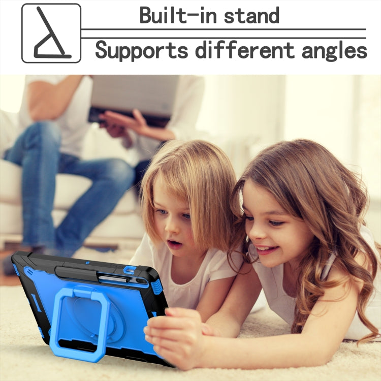 For Samsung Galaxy Tab S7+ / S8+ / S7 FE Silicone + PC Bracelet Holder Tablet Case(Black + Blue) - Galaxy Tab S8+ Cases by buy2fix | Online Shopping UK | buy2fix