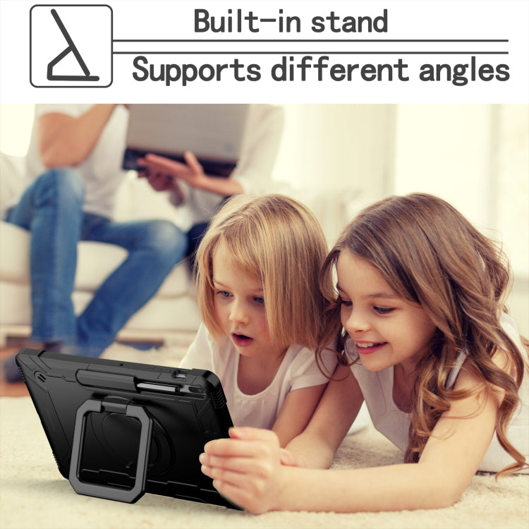 For Samsung Galaxy Tab S7+ / S8+ / S7 FE Silicone + PC Bracelet Holder Tablet Case(Black) - Galaxy Tab S8+ Cases by buy2fix | Online Shopping UK | buy2fix