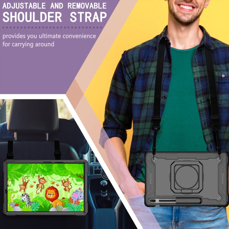 For Samsung Galaxy Tab S7+ / S8+ / S7 FE Silicone + PC Bracelet Holder Tablet Case(Black) - Galaxy Tab S8+ Cases by buy2fix | Online Shopping UK | buy2fix