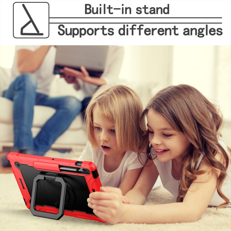 For Samsung Galaxy Tab S7+ / S8+ / S7 FE Silicone + PC Bracelet Holder Tablet Case(Red + Black) - Galaxy Tab S8+ Cases by buy2fix | Online Shopping UK | buy2fix