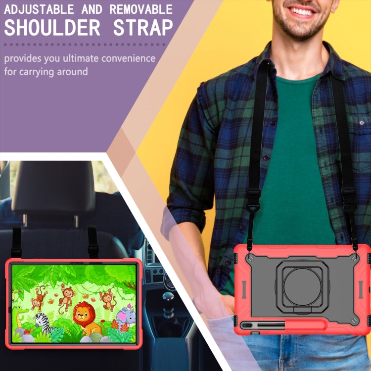 For Samsung Galaxy Tab S7+ / S8+ / S7 FE Silicone + PC Bracelet Holder Tablet Case(Red + Black) - Galaxy Tab S8+ Cases by buy2fix | Online Shopping UK | buy2fix