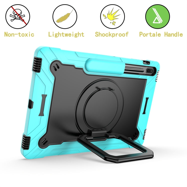 For Samsung Galaxy Tab S7+ / S8+ / S7 FE Silicone + PC Bracelet Holder Tablet Case(Mint Green + Black) - Galaxy Tab S8+ Cases by buy2fix | Online Shopping UK | buy2fix