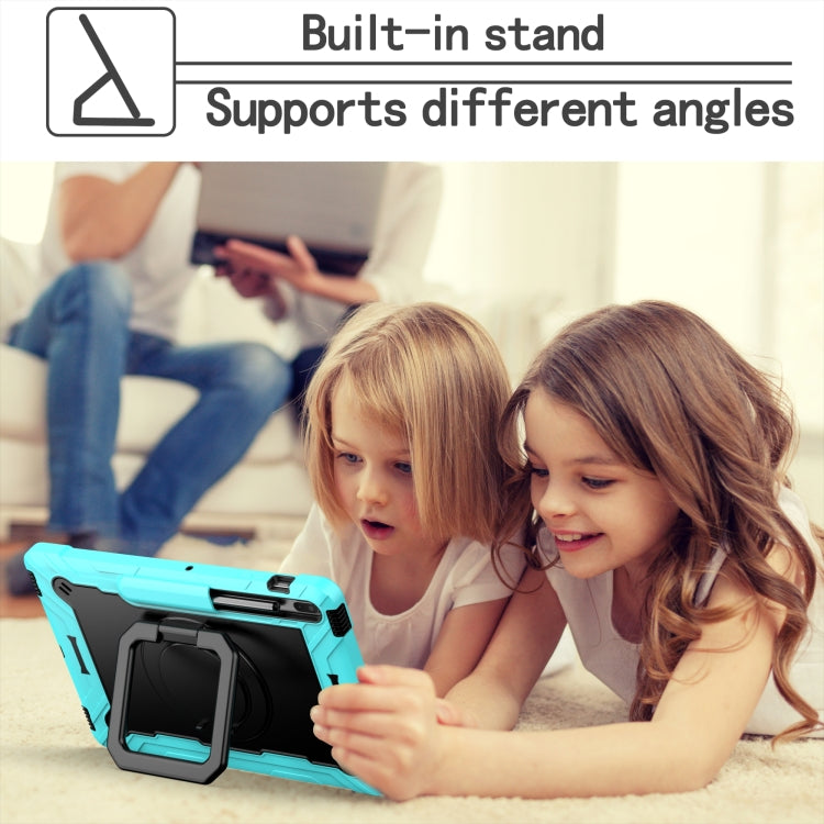 For Samsung Galaxy Tab S7+ / S8+ / S7 FE Silicone + PC Bracelet Holder Tablet Case(Mint Green + Black) - Galaxy Tab S8+ Cases by buy2fix | Online Shopping UK | buy2fix