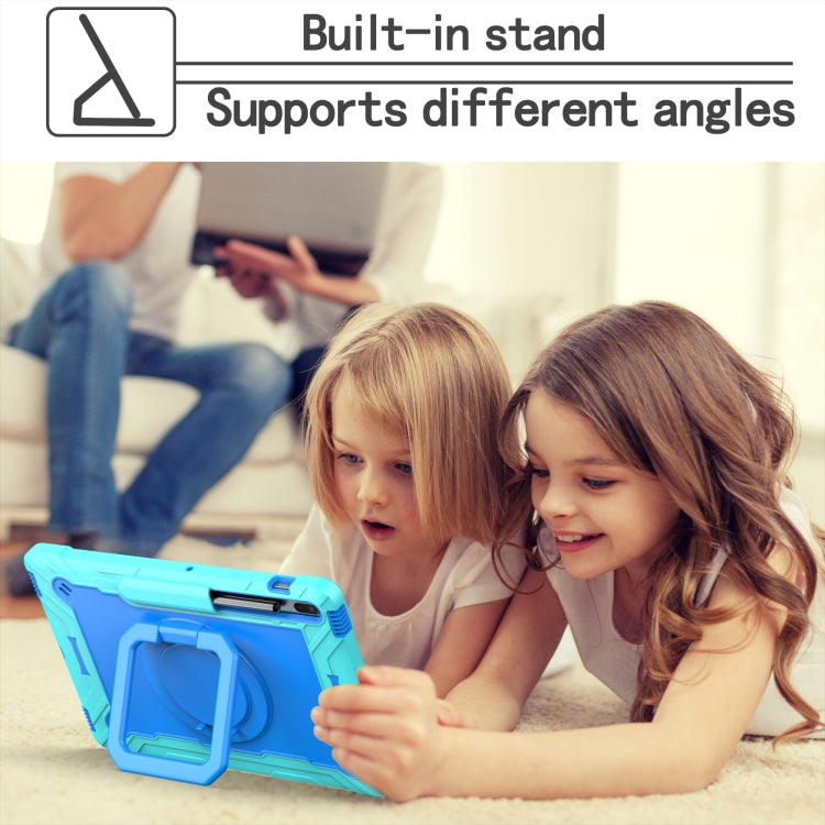 For Samsung Galaxy Tab S7+ / S8+ / S7 FE Silicone + PC Bracelet Holder Tablet Case(Mint Green + Blue) - Galaxy Tab S8+ Cases by buy2fix | Online Shopping UK | buy2fix