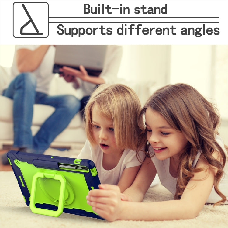 For Samsung Galaxy Tab S7+ / S8+ / S7 FE Silicone + PC Bracelet Holder Tablet Case(Navy Blue + Yellow Green) - Galaxy Tab S8+ Cases by buy2fix | Online Shopping UK | buy2fix
