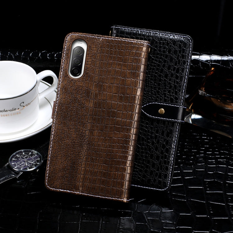 For Sony Xperia 10 II idewei Crocodile Texture Horizontal Flip Leather Case with Holder & Card Slots & Wallet(Dark Blue) - Sony Cases by idewei | Online Shopping UK | buy2fix