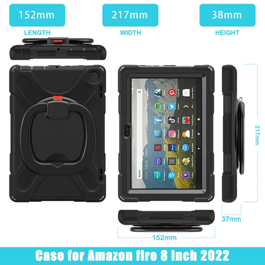 For Amazon Fire HD 8 2022 Silicone + PC Protective Tablet Case with Holder & Shoulder Strap(Black) - Amazon by buy2fix | Online Shopping UK | buy2fix