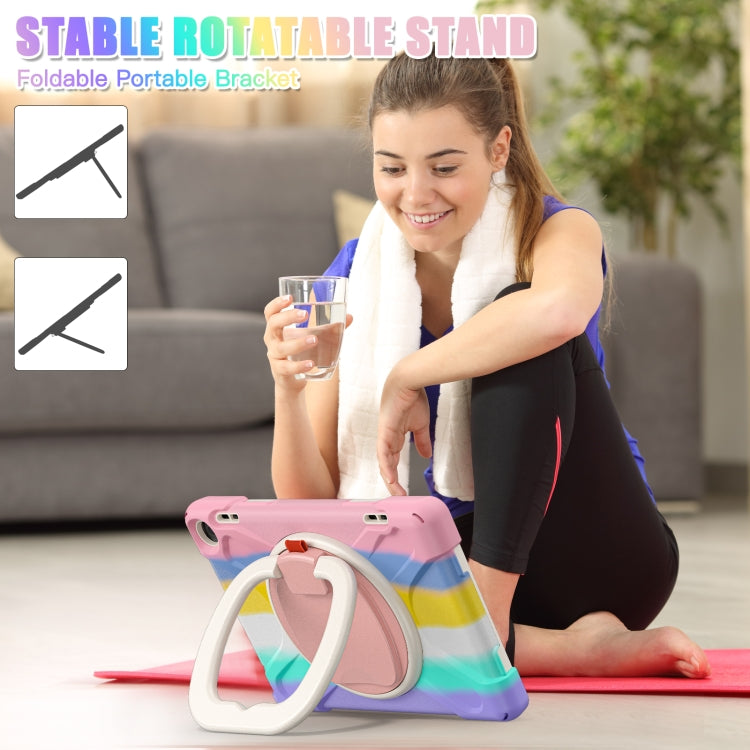 For Amazon Fire HD 8 2022 Silicone + PC Protective Tablet Case with Holder & Shoulder Strap(Colorful Pink) - Amazon by buy2fix | Online Shopping UK | buy2fix