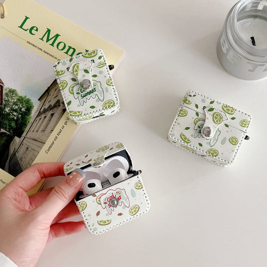 For AirPods 3 PU Leather Wireless Earphone Case(Lemon) by buy2fix