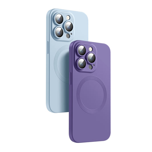 For iPhone 14 CD Texture MagSafe Liquid Silicone Phone Case(Dark Purple) by buy2fix