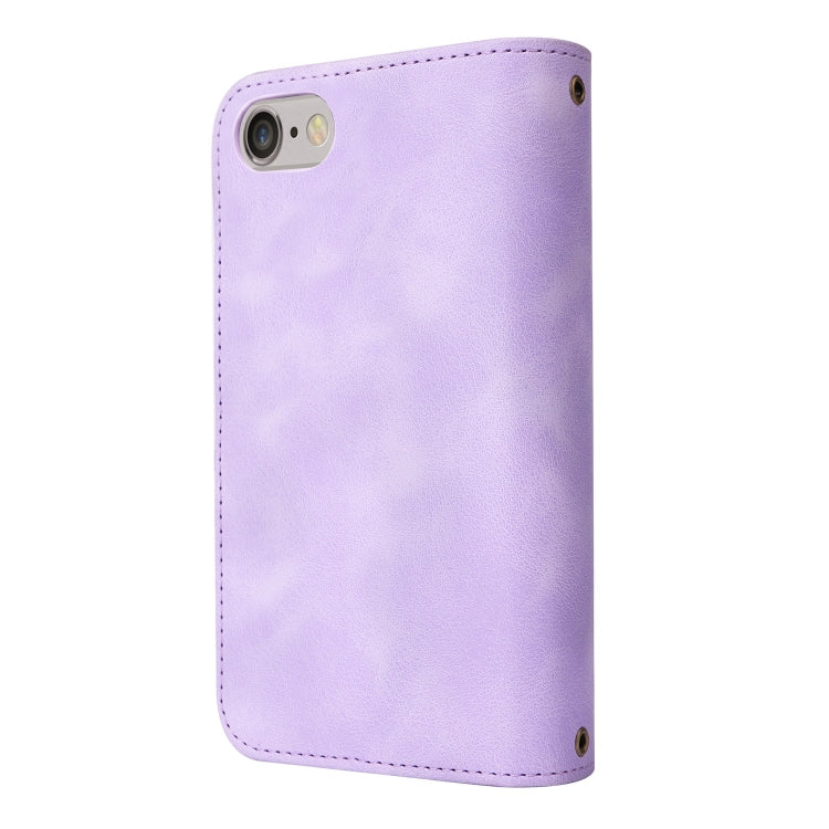 For iPhone SE 2022 / SE 2020 / 8 / 7 Multifunctional Card Slot Zipper Wallet Leather Phone Case(Purple) - iPhone SE 2022 / 2020 / 8 / 7 Cases by buy2fix | Online Shopping UK | buy2fix