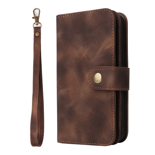 For iPhone SE 2022 / SE 2020 / 8 / 7 Multifunctional Card Slot Zipper Wallet Leather Phone Case(Brown) - iPhone SE 2022 / 2020 / 8 / 7 Cases by buy2fix | Online Shopping UK | buy2fix