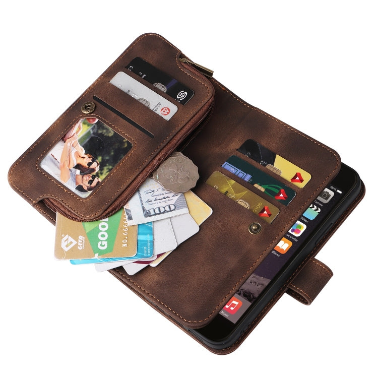 For iPhone 6s / 6 Multifunctional Card Slot Zipper Wallet Leather Phone Case(Brown) - More iPhone Cases by buy2fix | Online Shopping UK | buy2fix