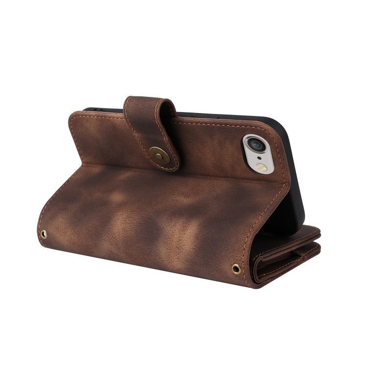 For iPhone 6s / 6 Multifunctional Card Slot Zipper Wallet Leather Phone Case(Brown) - More iPhone Cases by buy2fix | Online Shopping UK | buy2fix