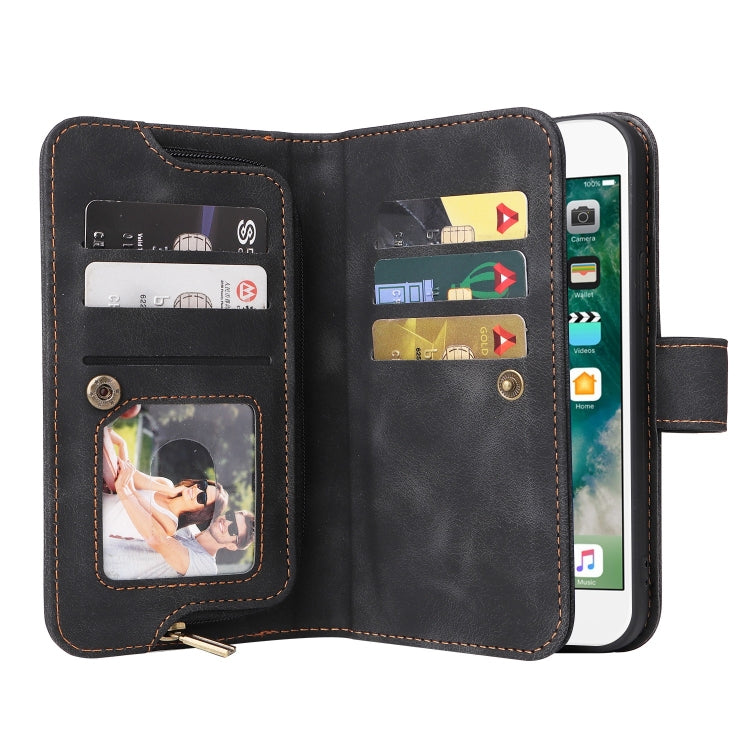 For iPhone 6s Plus / 6 Plus Multifunctional Card Slot Zipper Wallet Leather Phone Case(Black) - More iPhone Cases by buy2fix | Online Shopping UK | buy2fix