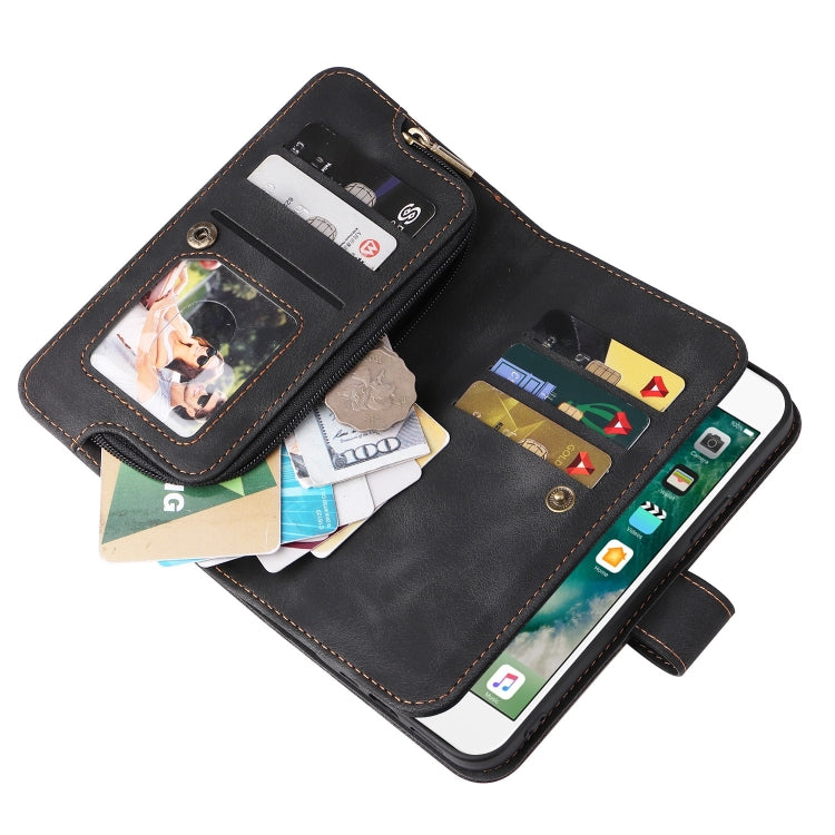 For iPhone 6s Plus / 6 Plus Multifunctional Card Slot Zipper Wallet Leather Phone Case(Black) - More iPhone Cases by buy2fix | Online Shopping UK | buy2fix