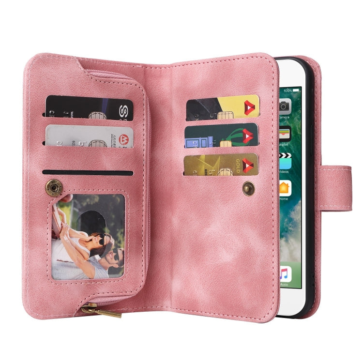 For iPhone 6s Plus / 6 Plus Multifunctional Card Slot Zipper Wallet Leather Phone Case(Rose Gold) - More iPhone Cases by buy2fix | Online Shopping UK | buy2fix