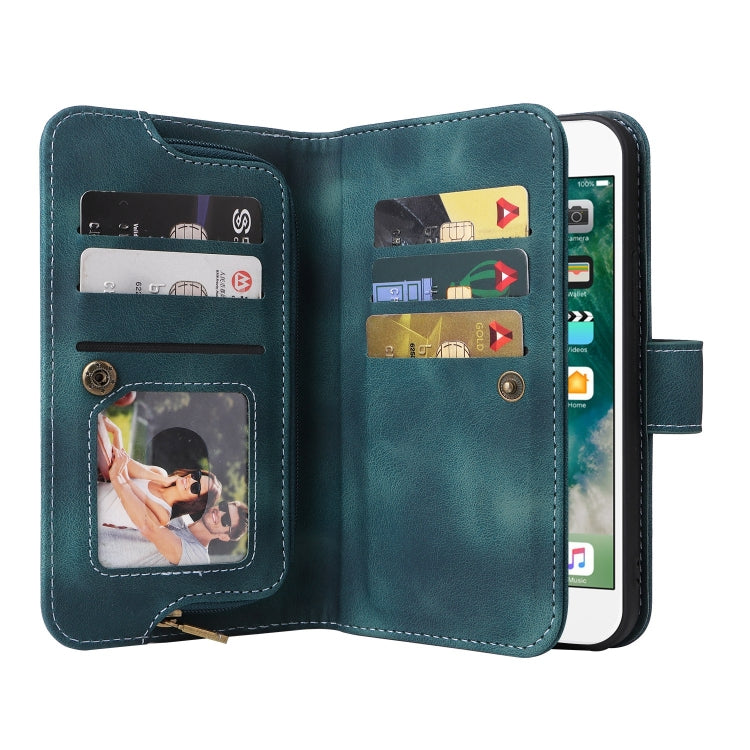 For iPhone 6s Plus / 6 Plus Multifunctional Card Slot Zipper Wallet Leather Phone Case(Blue) - More iPhone Cases by buy2fix | Online Shopping UK | buy2fix