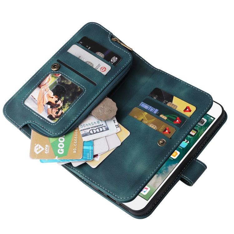 For iPhone 6s Plus / 6 Plus Multifunctional Card Slot Zipper Wallet Leather Phone Case(Blue) - More iPhone Cases by buy2fix | Online Shopping UK | buy2fix