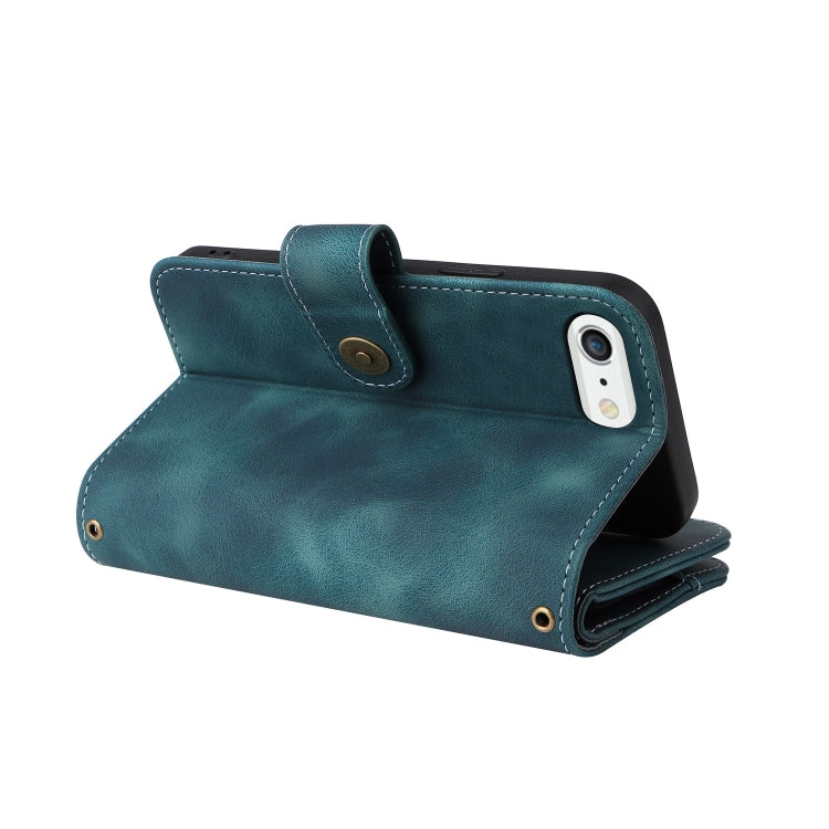 For iPhone 6s Plus / 6 Plus Multifunctional Card Slot Zipper Wallet Leather Phone Case(Blue) - More iPhone Cases by buy2fix | Online Shopping UK | buy2fix