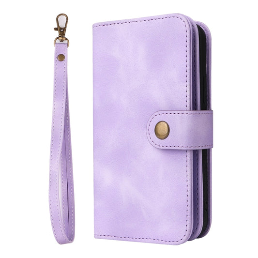 For iPhone XS / X Multifunctional Card Slot Zipper Wallet Leather Phone Case(Purple) - More iPhone Cases by buy2fix | Online Shopping UK | buy2fix
