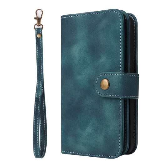 For iPhone XS / X Multifunctional Card Slot Zipper Wallet Leather Phone Case(Blue) - More iPhone Cases by buy2fix | Online Shopping UK | buy2fix