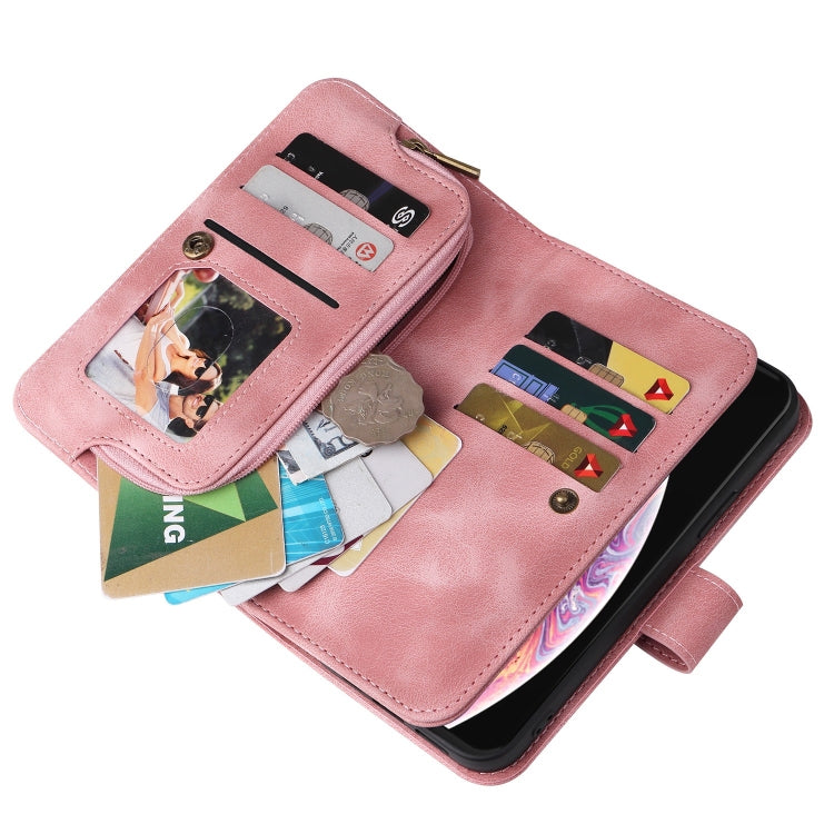 For iPhone XS Max Multifunctional Card Slot Zipper Wallet Leather Phone Case(Rose Gold) - More iPhone Cases by buy2fix | Online Shopping UK | buy2fix
