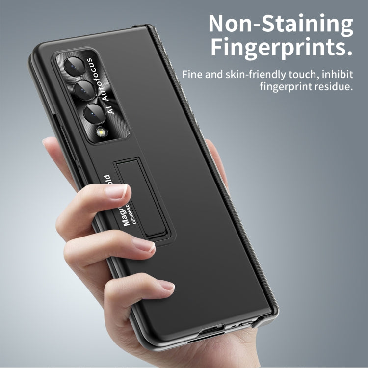 For Samsung Galaxy Z Fold3 5G Electroplating Corrugated Hinge Folding Phone Case(Black) - Galaxy Phone Cases by buy2fix | Online Shopping UK | buy2fix