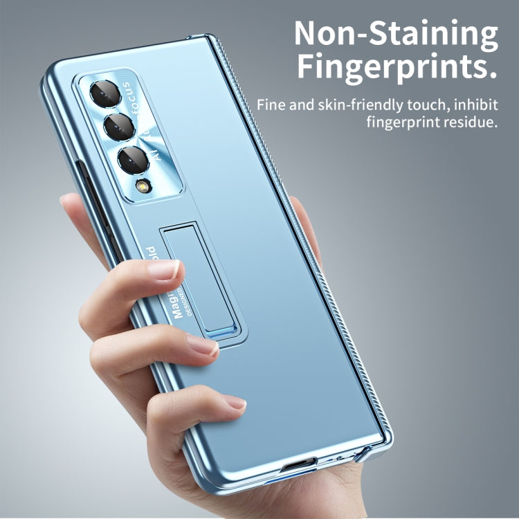 For Samsung Galaxy Z Fold4 Electroplating Corrugated Hinge Folding Phone Case(Blue) - Galaxy Z Fold4 5G Cases by buy2fix | Online Shopping UK | buy2fix