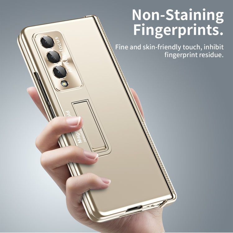 For Samsung Galaxy Z Fold4 Electroplating Corrugated Hinge Folding Phone Case(Champagne Gold) - Galaxy Z Fold4 5G Cases by buy2fix | Online Shopping UK | buy2fix