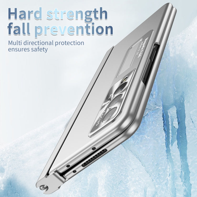 For Samsung Galaxy Z Fold4 Electroplating Corrugated Hinge Folding Phone Case with Pen Slot(Silver) - Galaxy Z Fold4 5G Cases by buy2fix | Online Shopping UK | buy2fix