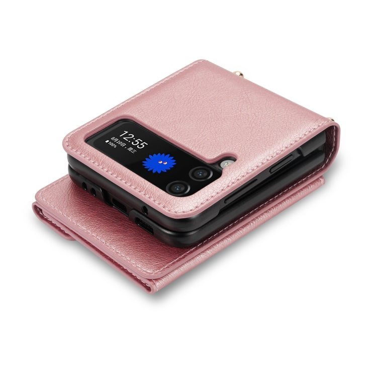 For Samsung Galaxy Z Flip4 N.BEKUS Side Zipper Folding Phone Leather Case(Pink) - Galaxy Z Flip4 5G Cases by N.BEKUS | Online Shopping UK | buy2fix