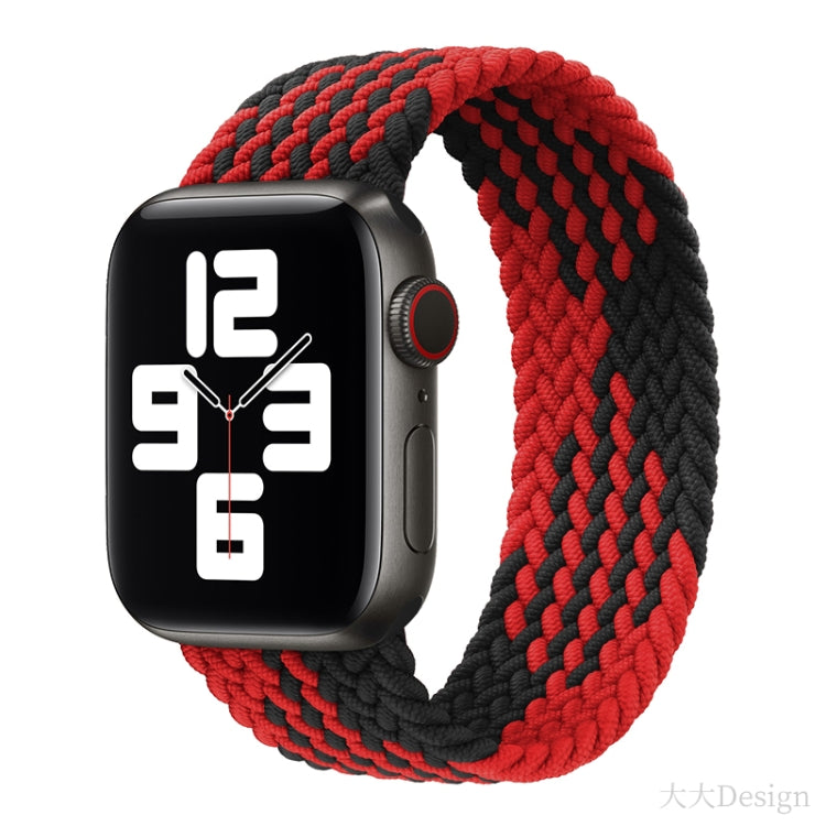 Nylon Single-turn Braided Watch Band For Apple Watch Ultra 49mm&Watch Ultra 2 49mm / Series 9&8&7 45mm / SE 3&SE 2&6&SE&5&4 44mm / 3&2&1 42mm, Length:165mm(Z Black Red) - Watch Bands by buy2fix | Online Shopping UK | buy2fix