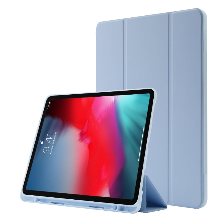 Skin Feel Pen Holder Tri-fold Tablet Leather Case For iPad Air 13 2025 / 2024 / iPad Pro 12.9 2022 / 2021 / 2020 / 2018(Light Blue) - iPad Pro 12.9 (2022/2021) Cases by buy2fix | Online Shopping UK | buy2fix