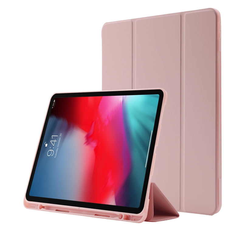 Skin Feel Pen Holder Tri-fold Tablet Leather Case For iPad Air 13 2025 / 2024 / iPad Pro 12.9 2022 / 2021 / 2020 / 2018(Pink) - iPad Pro 12.9 (2022/2021) Cases by buy2fix | Online Shopping UK | buy2fix