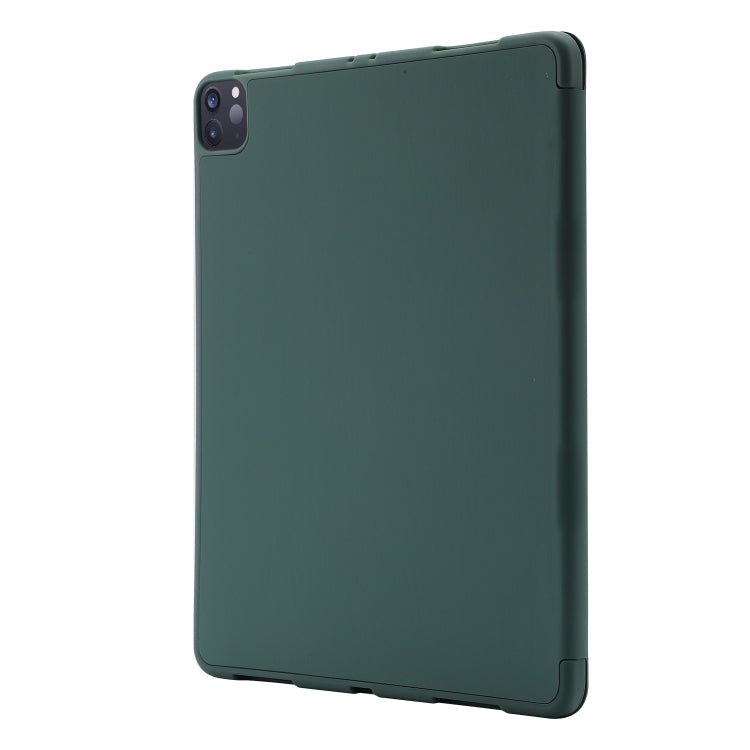 Skin Feel Pen Holder Tri-fold Tablet Leather Case For iPad Air 13 2025 / 2024 / iPad Pro 12.9 2022 / 2021 / 2020 / 2018(Dark Green) - iPad Pro 12.9 (2022/2021) Cases by buy2fix | Online Shopping UK | buy2fix