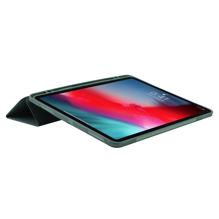 Skin Feel Pen Holder Tri-fold Tablet Leather Case For iPad Air 13 2025 / 2024 / iPad Pro 12.9 2022 / 2021 / 2020 / 2018(Dark Green) - iPad Pro 12.9 (2022/2021) Cases by buy2fix | Online Shopping UK | buy2fix