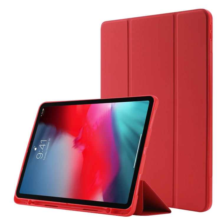 Skin Feel Pen Holder Tri-fold Tablet Leather Case For iPad Air 13 2025 / 2024 / iPad Pro 12.9 2022 / 2021 / 2020 / 2018(Red) - iPad Pro 12.9 (2022/2021) Cases by buy2fix | Online Shopping UK | buy2fix