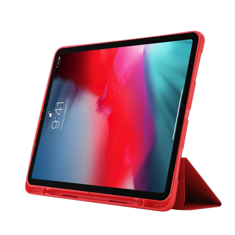 Skin Feel Pen Holder Tri-fold Tablet Leather Case For iPad Air 13 2025 / 2024 / iPad Pro 12.9 2022 / 2021 / 2020 / 2018(Red) - iPad Pro 12.9 (2022/2021) Cases by buy2fix | Online Shopping UK | buy2fix