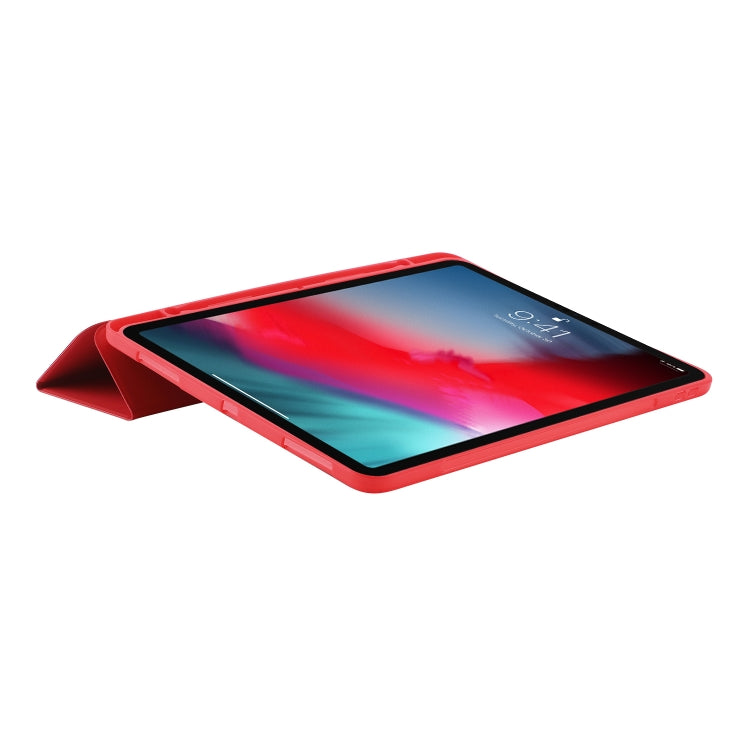 Skin Feel Pen Holder Tri-fold Tablet Leather Case For iPad Air 13 2025 / 2024 / iPad Pro 12.9 2022 / 2021 / 2020 / 2018(Red) - iPad Pro 12.9 (2022/2021) Cases by buy2fix | Online Shopping UK | buy2fix