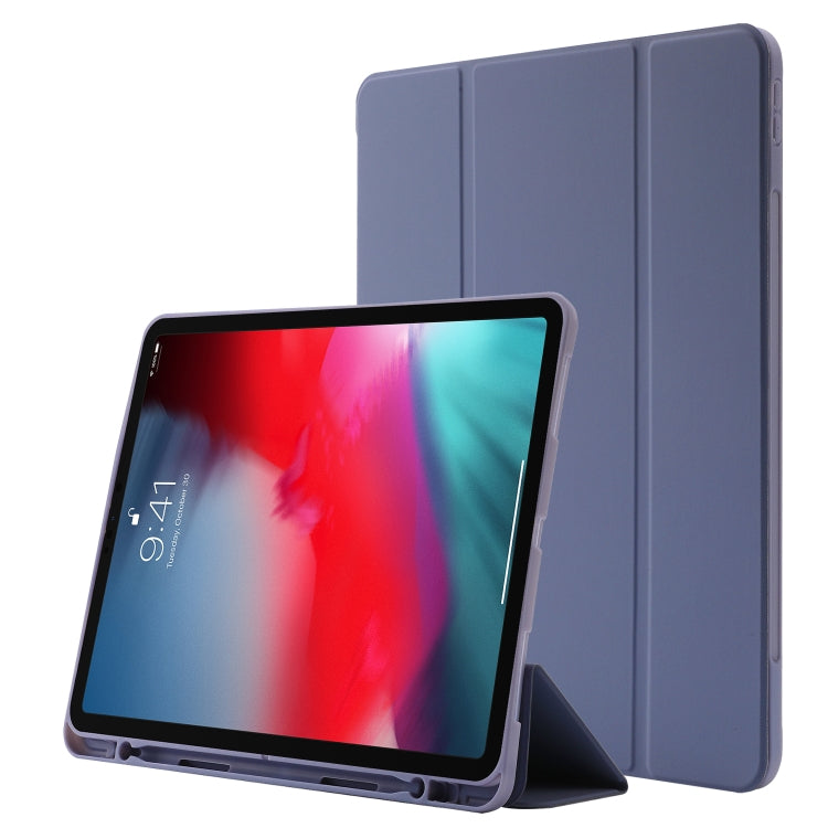 Skin Feel Pen Holder Tri-fold Tablet Leather Case For iPad Air 13 2025 / 2024 / iPad Pro 12.9 2022 / 2021 / 2020 / 2018(Lavender) - iPad Pro 12.9 (2022/2021) Cases by buy2fix | Online Shopping UK | buy2fix