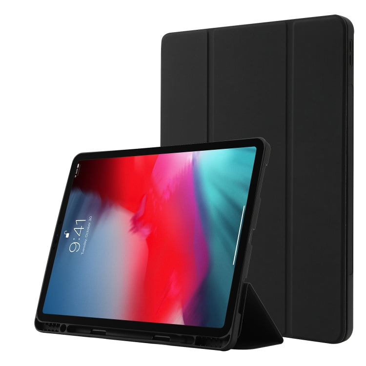 Skin Feel Pen Holder Tri-fold Tablet Leather Case For iPad Air 13 2025 / 2024 / iPad Pro 12.9 2022 / 2021 / 2020 / 2018(Black) - iPad Pro 12.9 (2022/2021) Cases by buy2fix | Online Shopping UK | buy2fix