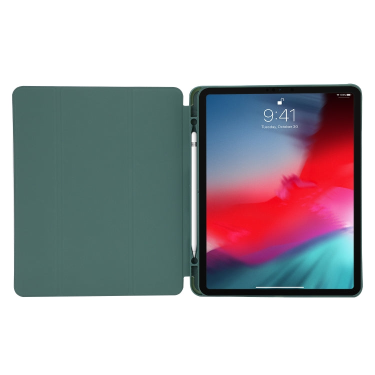 Skin Feel Pen Holder Tri-fold Tablet Leather Case For iPad Air 13 2025 / 2024 / iPad Pro 12.9 2022 / 2021 / 2020 / 2018(Dark Green) - iPad Pro 12.9 (2022/2021) Cases by buy2fix | Online Shopping UK | buy2fix