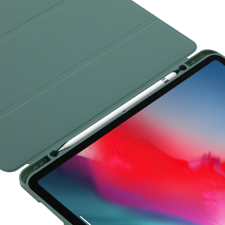 Skin Feel Pen Holder Tri-fold Tablet Leather Case For iPad Air 13 2025 / 2024 / iPad Pro 12.9 2022 / 2021 / 2020 / 2018(Dark Green) - iPad Pro 12.9 (2022/2021) Cases by buy2fix | Online Shopping UK | buy2fix