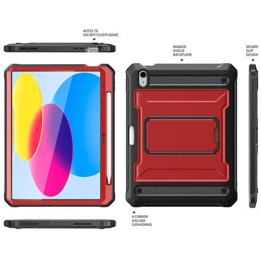 For iPad Air 4 2020/Air 5 2022 10.9 Explorer Tablet Protective Case with Pen Slot(Red) - More iPad Cases by buy2fix | Online Shopping UK | buy2fix